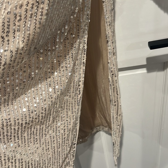 Dex Sparkle City Sequin Duster Cream Silver Sequin - Open Front Sequin Jacket - Picture 8 of 8